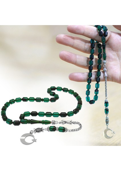 Kararmaz Metal Püsküllü Uçlu Kapsül Isim Yazılı Ayyıldız Plakalı Turkuaz Siyah Ateş Kehribar Tesbih modelleri