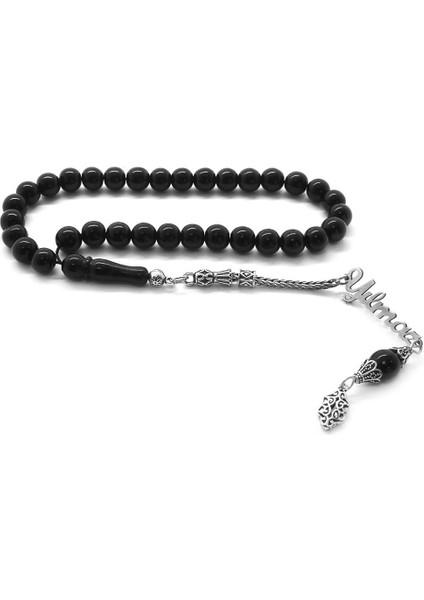 925 Ayar Gümüş Isim Yazılı Pençe Püsküllü Küre Kesim Rus Oltu Tesbih fiyatları