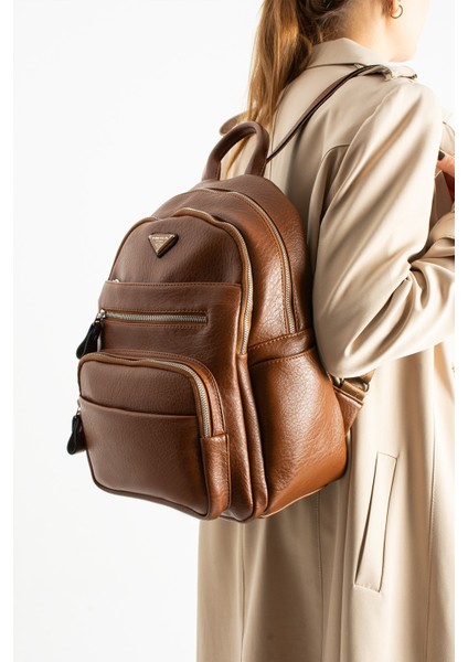 Unisex Suni Deri Sırt Çantası – Çok Bölmeli, Suya Dayanıklı, Geniş Hacimli Günlük ve Seyahat Çantası fiyatları