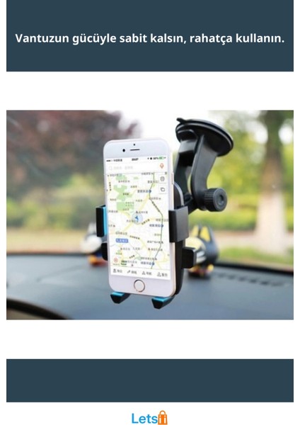 Vantuzlu Araç Içi Telefon Tutucu 360° Dönebilir, Kompakt Tasarım fiyatları