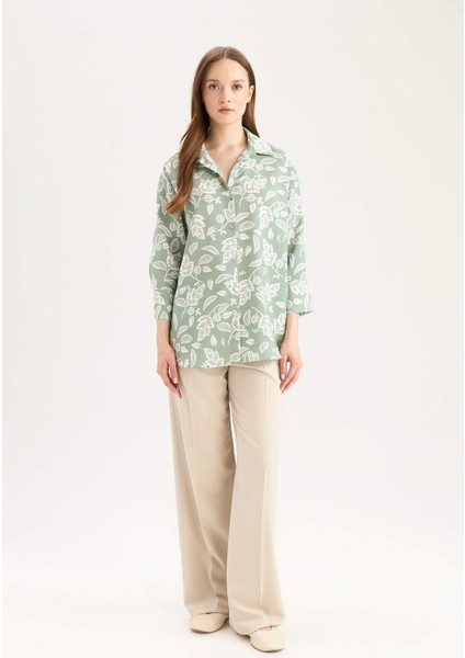 Regular Fit Desenli Uzun Kollu Gömlek