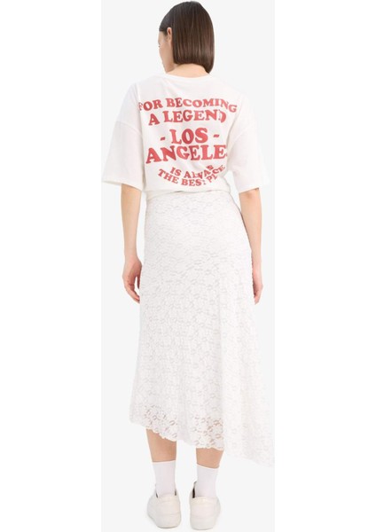 A Kesim Normal Bel Penye Astar Dantel Midi Etek E7655AX25SP