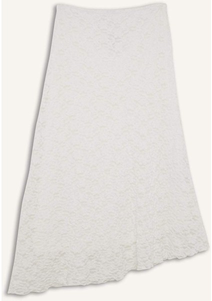 A Kesim Normal Bel Penye Astar Dantel Midi Etek E7655AX25SP