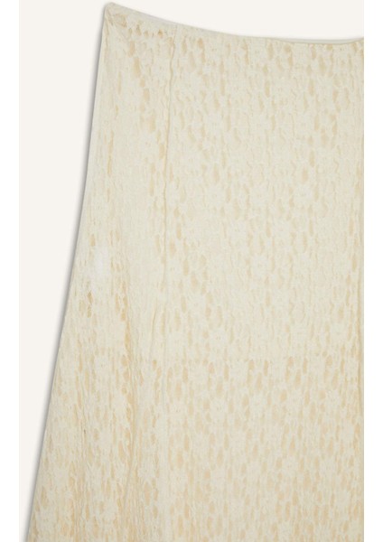 A Kesim Normal Bel Penye Astar Dantel Midi Etek E7655AX25SP