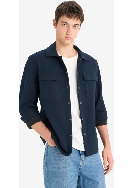 Regular Fit Çift Cepli Twill Uzun Kollu Gömlek E7689AX25SP