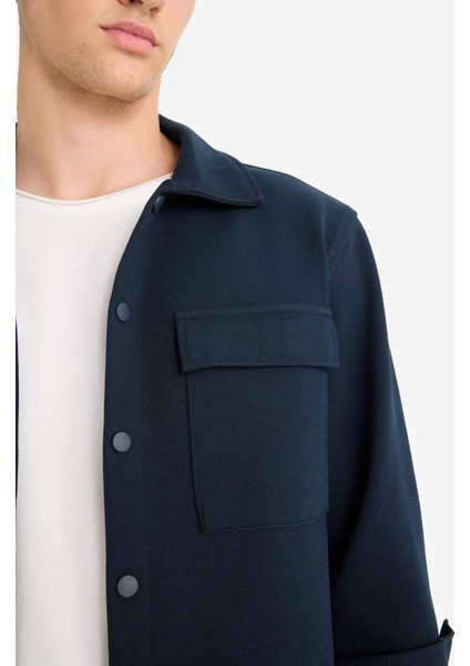 Regular Fit Çift Cepli Twill Uzun Kollu Gömlek E7689AX25SP