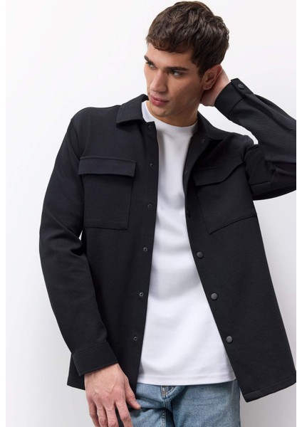 Regular Fit Çift Cepli Twill Uzun Kollu Gömlek E7689AX25SP