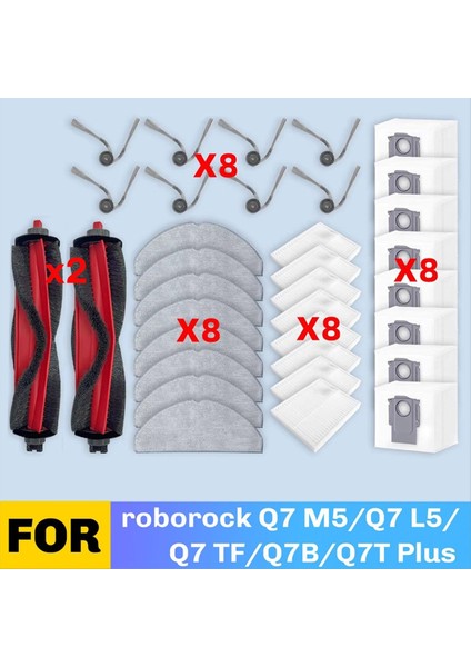 Roborock Q7 M5 / Q7 L5 / Q7 Tf / Q7B / Q7T Plus Parça Aksesuarları Ana Yan Fırça Toz Torbası Paspas Bezi Filtre Için Uygundur (Yurt Dışından) fiyatları
