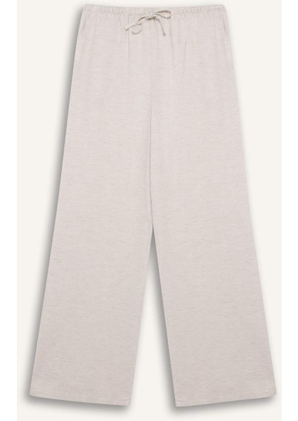 Keten Karışımlı Palazzo Pantolon Wide Leg Geniş Bol Paça Üç Cepli Normal Bel Basic Düz Standart Boy C4545AX25SP