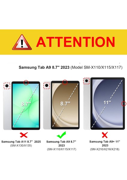 Samsung Galaxy Tab A9 8.7 Inç Tablet Kılıfı Akıllı Smart Katlanabilir Renkli Kapak SM-X110 (Uyumlu)