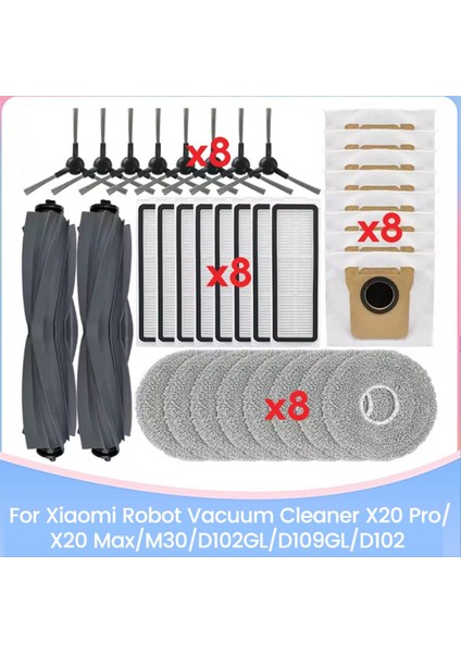 Xiaomi X20 PRO/X20 MAX/M30/D102GL/D109GL/D102 Elektrikli Süpürge Yedek Parçaları Fırça Filtre Paspas Bezi Toz Torbası Için 34 Adet (Yurt Dışından)