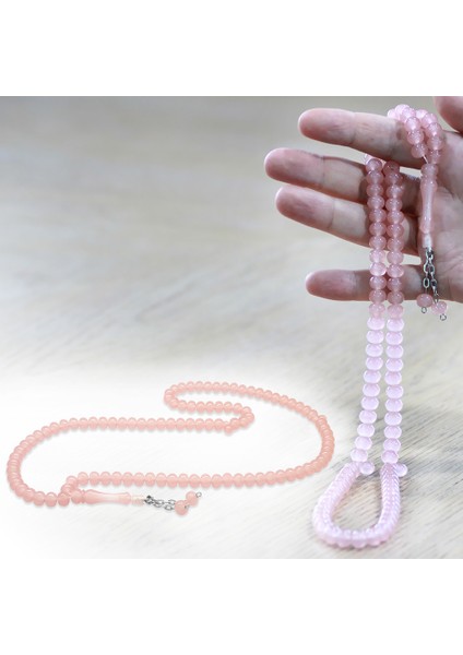 Kararmaz Metal Püsküllü Tekerlek Kesim Pembe Renk 99 Taneli Kedigözü Namaz Tesbihi fiyatları
