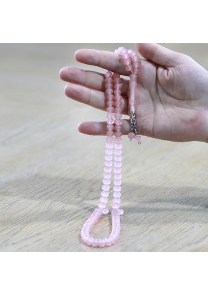 Kararmaz Metal Püsküllü Tekerlek Kesim Pembe Renk 99 Taneli Kedigözü Namaz Tesbihi indirimleri