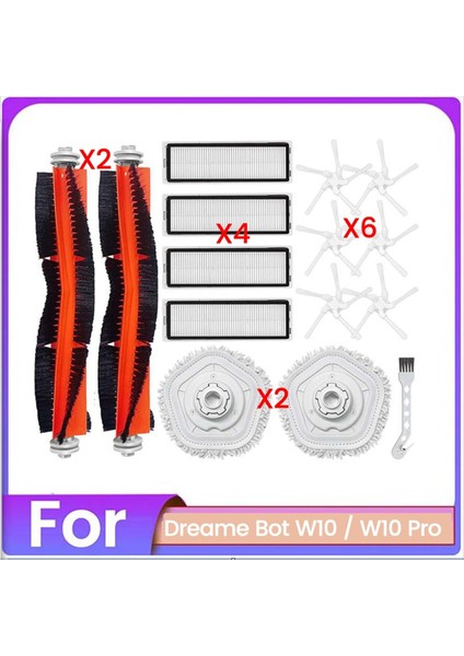 Dreame W10 W10 Pro Elektrikli Süpürge Yedek Parçaları Için 15 Parça Elektrikli Süpürge Fırça Filtresi ve Paspas Bezi Seti (Yurt Dışından)