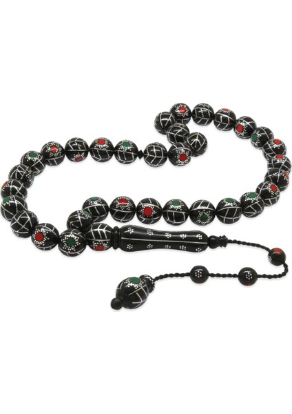 Premium Kutulu Sistemli 925 Ayar Gümüş Çakım Kırmızı Yeşil Mine Sultan Işi Koleksiyonluk Kuka Tesbih fiyatları