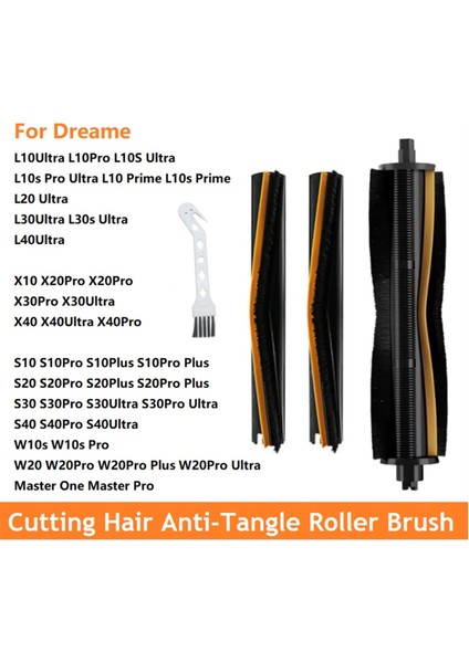 Dreame X40/X30/X20/X10/S30/S20/S10 Serisi Vakum Aparatı Için Saç Kesme Önleyici Rulo Fırça ve Kazıma Şeridi (Yurt Dışından)