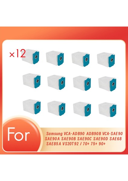 Samsung VCA-ADB90/ADB90B/VCA-SAE90 SAE90A/B/C/D/SAE68/SAE85A/VS20T92 / 70+/75+/90+ Süpürge Için 12 Adet Toz Torbası (Yurt Dışından)