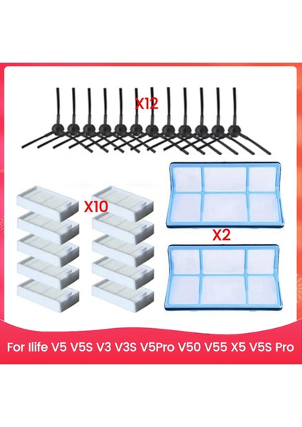 Ilife V5 V5S V3 V3S V5PRO V50 V55 X5 V5S Pro Elektrikli Süpürge Parçalarına Uygun Yan Fırça Hepa Filtresi (Yurt Dışından)