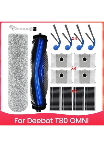 Ecovacs Deebot T80 Omnı Elektrikli Süpürge Yedek Parça Aksesuar Seti Ana Yan Fırçalar Toz Torbaları Filtreler (Yurt Dışından)