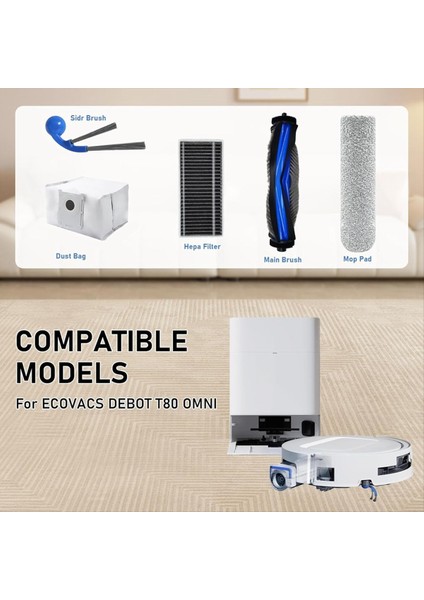 Ecovacs Deebot T80 Omnı Elektrikli Süpürge Yedek Parça Aksesuar Seti Ana Yan Fırçalar Toz Torbaları Filtreler (Yurt Dışından) modelleri