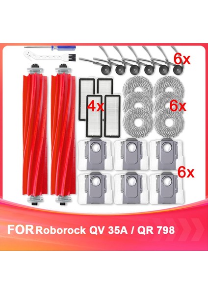 Roborock Qv 35A / Qr 798 Elektrikli Süpürge Robot Parçaları, Ana Fırçalar, Hepa Filtreler, Mendiller, Toz Torbaları Için Yedek Parçalar (Yurt Dışından)