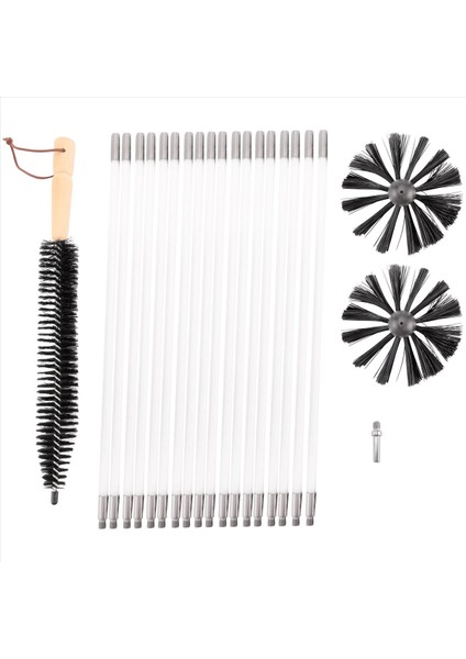 22 Parça Baca Temizleme Fırçası, 18 Naylon Çubuklu Kanal Havalandırma Temizleme Seti, Şömine/kurutma Makinesi Havalandırması/kanalizasyon Borusu/duman Dolabı Için (Yurt Dışından)