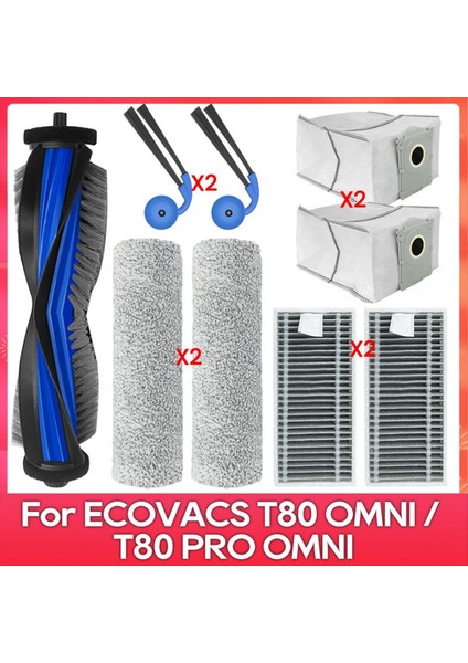 Ecovacs T80 Pro Omnı / T80 Omnı Vakum Parçaları Ana Silindir Paspas Bezi Yan Fırça Toz Torbası Hepa Filtre Aksesuarları (Yurt Dışından)