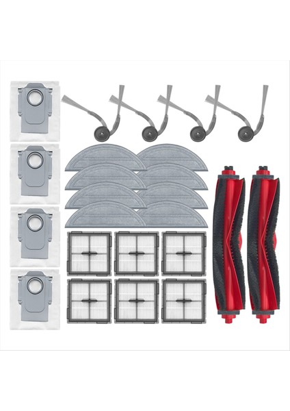 Roborock Q10 S5/Q10 S5+/Q10 X5/Q10 X5+/Q10 VF/Q10 Vf+ Yedek Parçalar Ana Yan Fırça Filtre Paspas Bezi Toz Torbası Için 24 Adet (Yurt Dışından) fırsatları