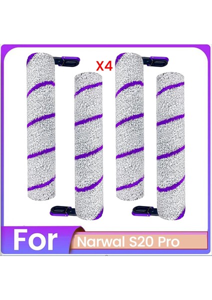 Narwal S20 Pro Elektrikli Süpürge Yedek Parçaları Için 4 Adet Mikrofiber Fırça Rulosu Verimli Ev Temizlik Parçaları (Yurt Dışından)