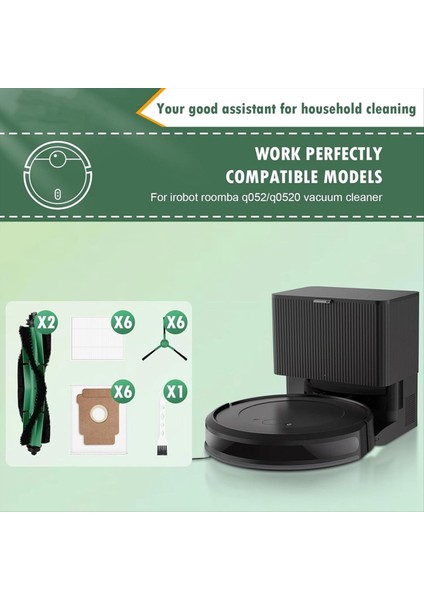 Irobot Roomba Q052 Ana Yan Fırça Hepa Filtre Toz Torbası Aksesuar Seti Için Yedek Parçalar (Yurt Dışından) fiyatları