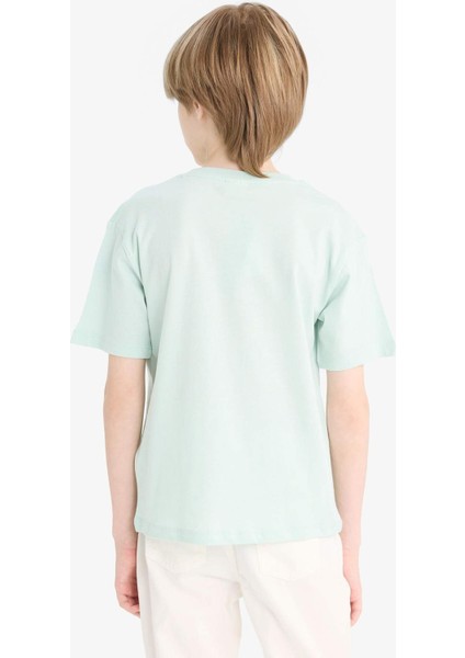 Erkek Çocuk Bisiklet Yaka Baskılı Kısa Kollu Tişört