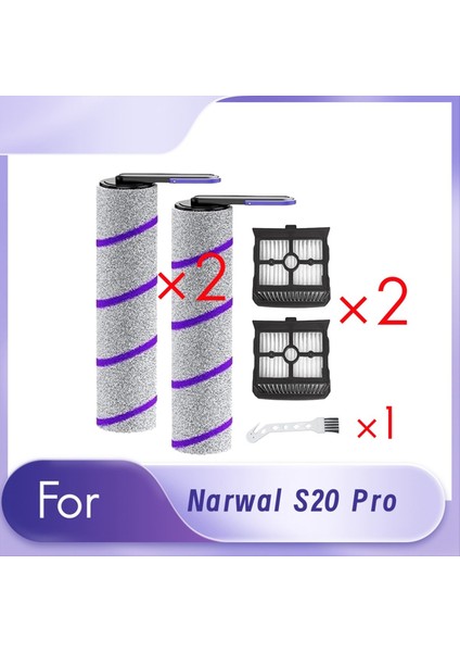 Narwal S20 Pro Kablosuz Islak Kuru Elektrikli Süpürge Için 2 Silindir Fırça ve 2 Filtre ile 1 Temizleme Fırçası Yedek Parçaları (Yurt Dışından)