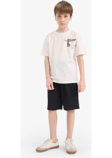 Erkek Çocuk Bisiklet Yaka Baskılı Kısa Kollu Tişört