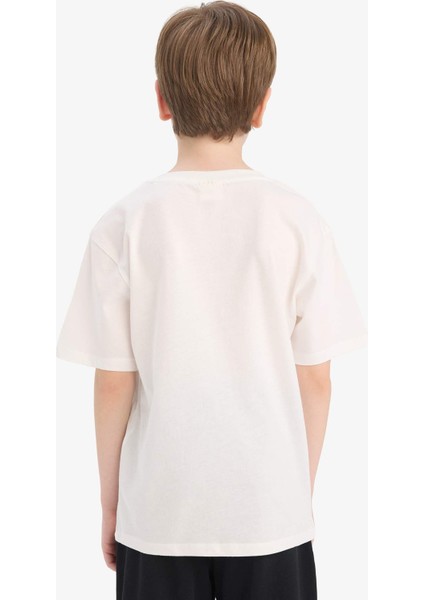 Erkek Çocuk Bisiklet Yaka Baskılı Kısa Kollu Tişört