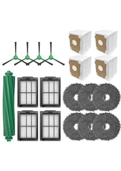 Irobot Roomba Plus 405 / 505 Kombo Yedek Parça Aksesuarları Ana Yan Fırça Hepa Filtre Paspas Bezi Toz Torbası (Yurt Dışından)