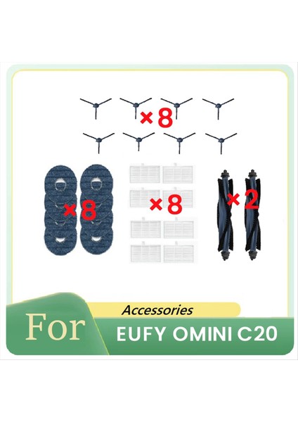 Eufy Omını C20 Süpürme Robotu Aksesuarları Temizleyici Parçalarının Değiştirilmesi Için 26 Parça (Yurt Dışından)