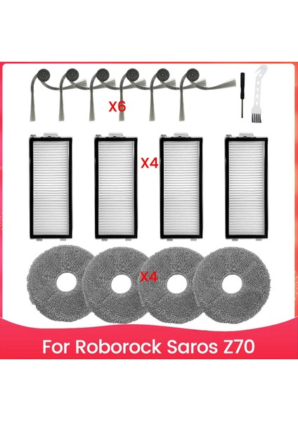 Roborock Saros Z70 Elektrikli Süpürge Yan Fırça Hepa Filtre Paspas Bezi Aksesuar Seti Için Yedek Parçalar (Yurt Dışından)