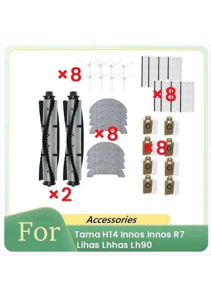 Tama H14, Innos Innos R7, Lihas Lhhas LH90 Süpürme Robotu Aksesuarları Temizleyici Parçalarının Değiştirilmesi Için 34 Parça (Yurt Dışından)