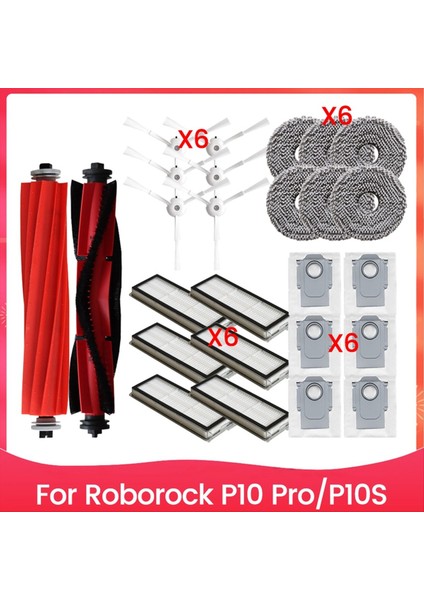 Roborock P10 PRO/P10S Yedek Parçalar Için 26 Parça Fırça Hepa Filtre Paspas Bezi Toz Torbası Verimli Temizlik Aksesuarları (Yurt Dışından)
