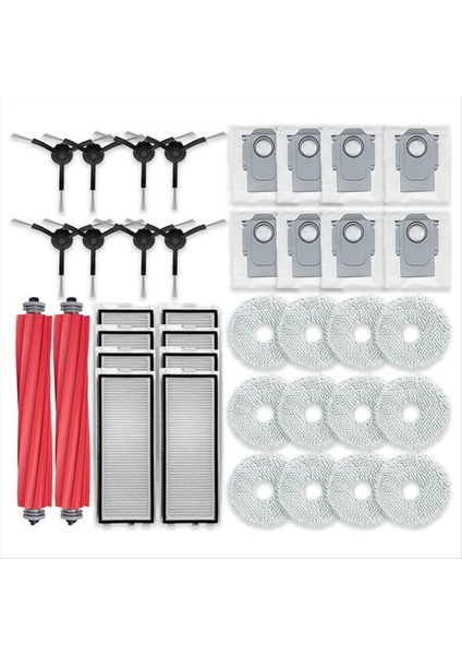 Roborock Qrevo S, Qrevo Pro, Qrevo Maxv Robot Süpürge Ana Yan Fırça Hepa Filtre Paspas Pedi Bez Toz Torbası Aksesuarları (Yurt Dışından)