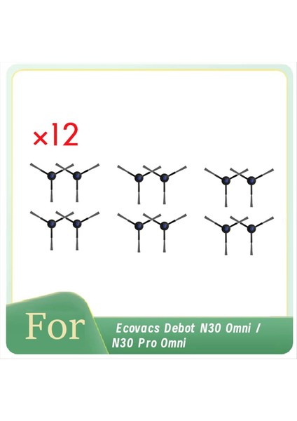 Ecovacs Debot N30 Omni / N30 Pro Omni Gelişmiş Temizlik Verimliliği Için 12 Adet Yan Fırça Yedeği (Yurt Dışından)