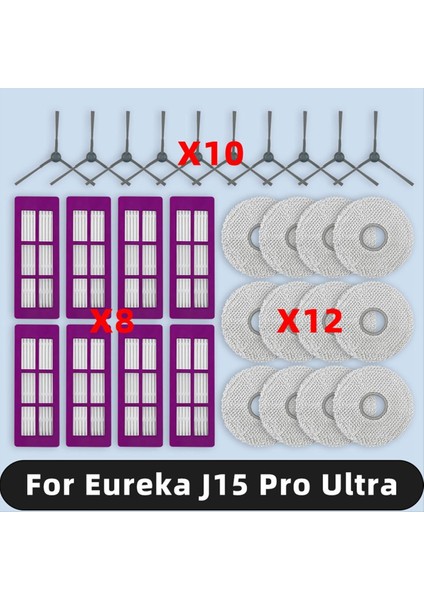 Eureka J15 Pro Ultra Yedek Parçaları Yan Fırça Hepa Filtre Paspas Bezi Aksesuarları Sarf Malzemeleri (Yurt Dışından)