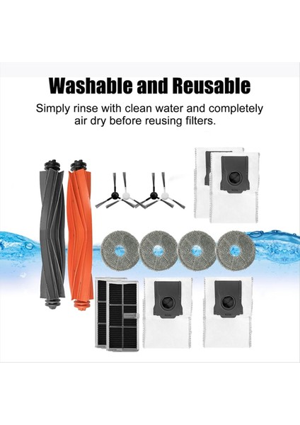 Dreame S10 Pro Ultra Elektrikli Süpürge Aksesuarları Yedek Parçaları Için 16 Adet Rulo Fırça Filtre Paspas Bezi Toz Torbası Seti (Yurt Dışından) modelleri