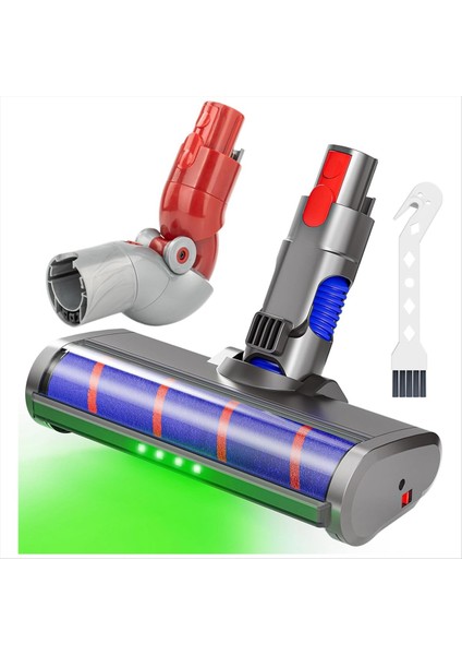 Dyson V7 V8 V10 V11 V15 Elektrikli Süpürgeler Için Yumuşak Silindir Sert Ahşap Zemin Fırçası LED Toz Işığı ile Düşük Erişimli Adaptör (Yurt Dışından)