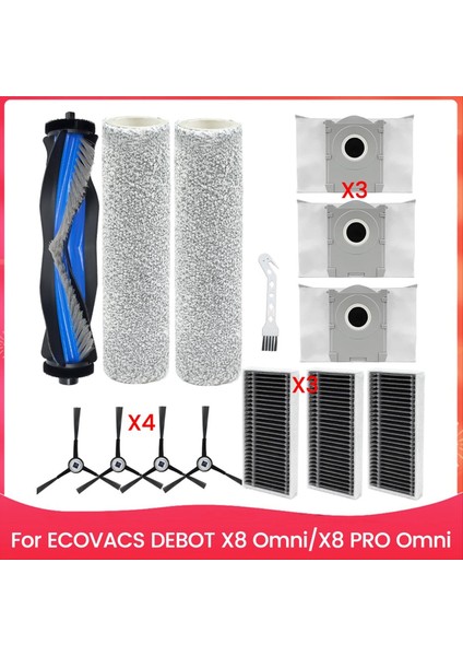 Ecovacs Debot X8 Omni, X8 Pro Omni Robot Süpürge Ana Yan Fırça Hepa Filtre Toz Torbaları Yedek Parçaları (Yurt Dışından)
