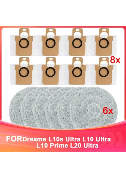 Dreame L10S Ultra L10 Ultra L10 Prime L20 Ultra Için Toz Torbası Paspas Bezleri, Elektrikli Süpürge Torbaları Islak Paspas Pedleri (Yurt Dışından)