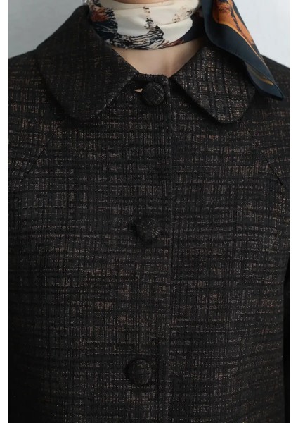 Bebe Yakalı Jakar Kaftan - Siyah