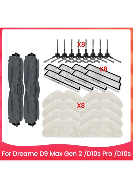 Dreame D9 Max Gen 2/D10S PRO/D10S Elektrikli Süpürge Aksesuarları Yedek Parçaları Için 26 Adet Fırça Filtre Paspas Bezi Seti (Yurt Dışından)