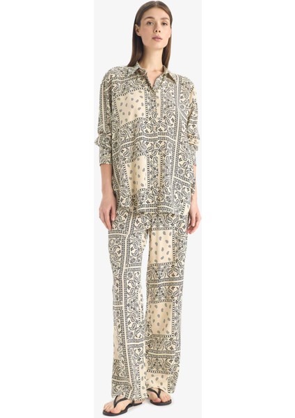 Şal Desenli Viskon Plaj Gömleği C3158AX25SP