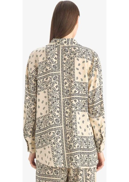 Şal Desenli Viskon Plaj Gömleği C3158AX25SP